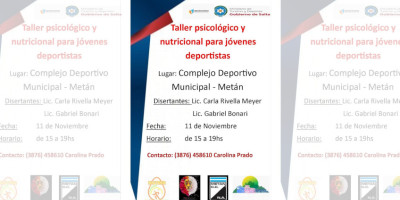 TALLER PSICOLÓGICO Y NUTRICIONAL PARA JOVENES, NUTRICIÓN, DEPORTE, SAN JOSÉ DE METÁN