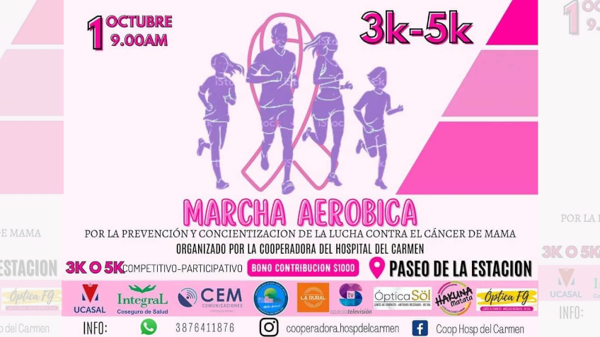 MARCHA AERÓBICA, CANCER DE MAMA, PREVEICIÓN, COOPERADORA HOSPITAL DE CARMEN