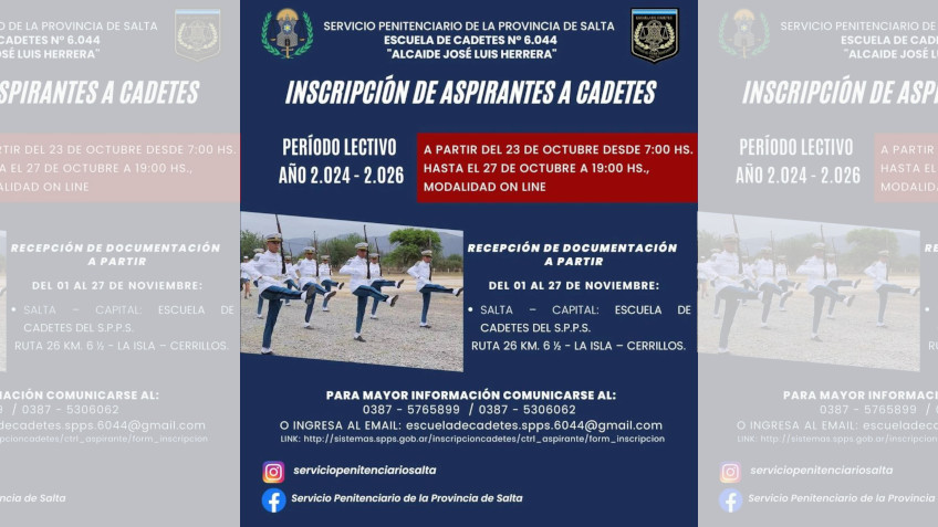 POLICIA DE SALTA, CADETES, INSCRIPCIONES ESCUELA DE PÒLICÍA