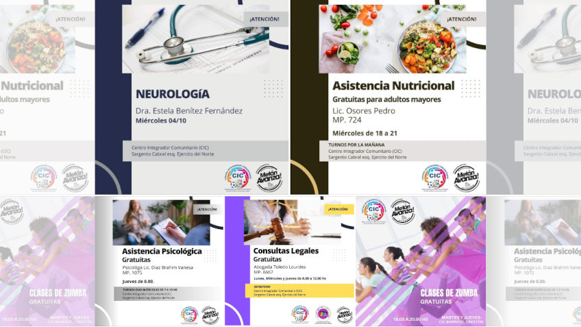 CENTRO INTEGRADOR COMUNITARIO, ATENCIÓN COMUNITARIA, NEUROLOGIA, PSICOLOGÍA, NUTRICIONISTA, LEGALES, ZUMBA 