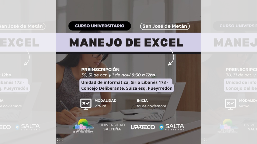 CURSO DE EXCEL, CAPACITACIÓN, INFORMÁTICA, METÁN.