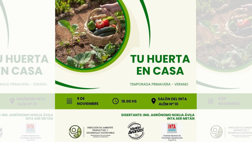 TU HUERTA EN CASA, CAPACITACIONES, AGRICULTURA, METÁN, SAN JOSÉ DE METÁN